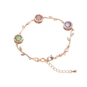 Women's Dainty Rose Gold Crystal Vine Bracelet - Fashion Costume Jewelry Accessory