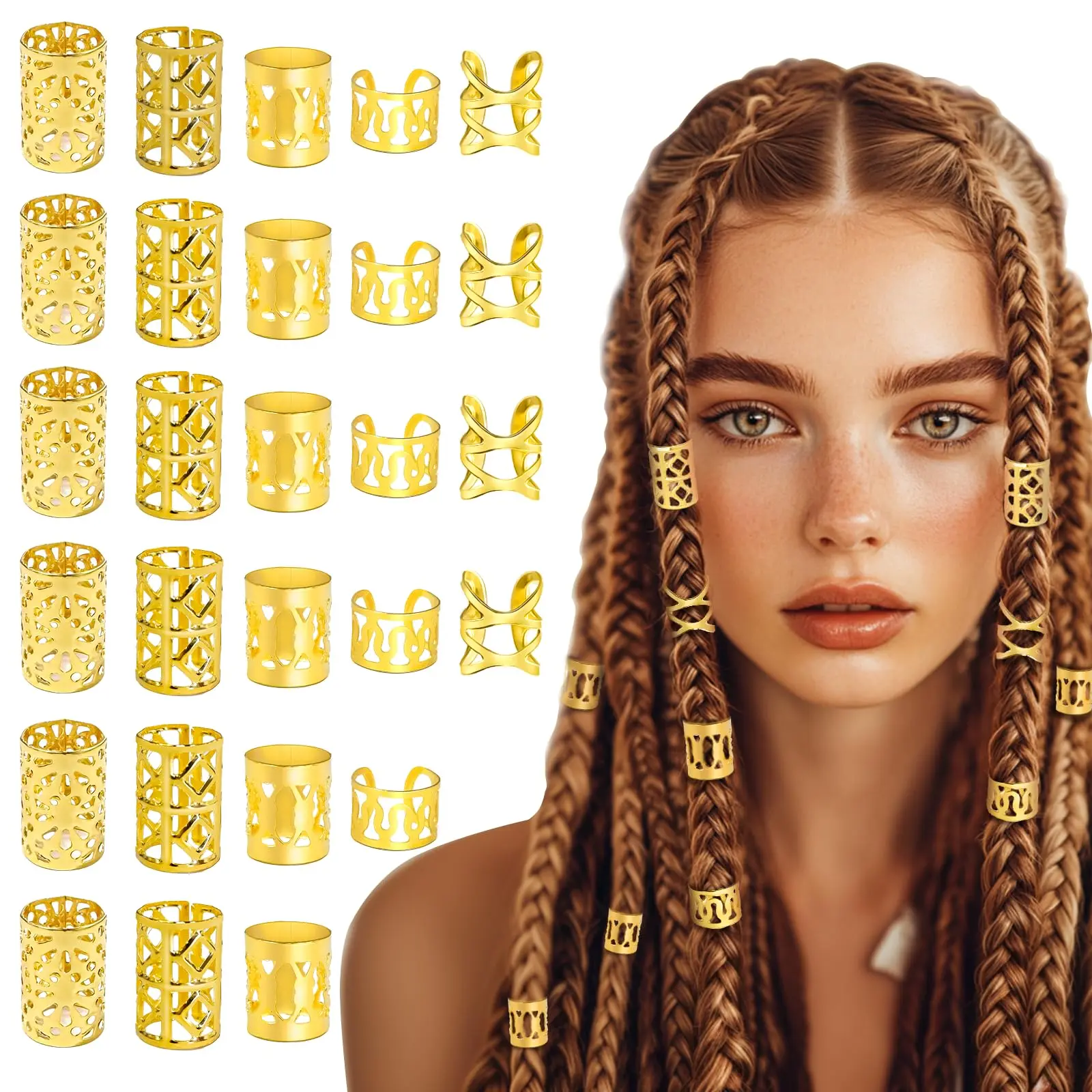 10pcs Braided Hair Ties Elastic Beads Gold Crystal Versatile Accessories Beaded Bracelet Hair Ties - Set of 12 | Pearl & Crystal  main image 4