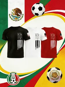 Men's 3-Pack Quick-Dry Short Sleeve T-Shirts, Flag Print Sports Tops, Lightweight Breathable Gym Running Basketball Shirts