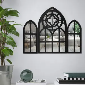 3Counts Wall Arch Mirrors Set Gothic Wall Mirror Decor Cathedral Arched Mirror Decor Decorative Arched Wall Mirror