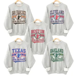Vintage Baseball Sweatshirt Retro Established City Baseball Pullover Sports Unisex Crewneck Sweatshirts Sublimation Print Casual Graphic Top