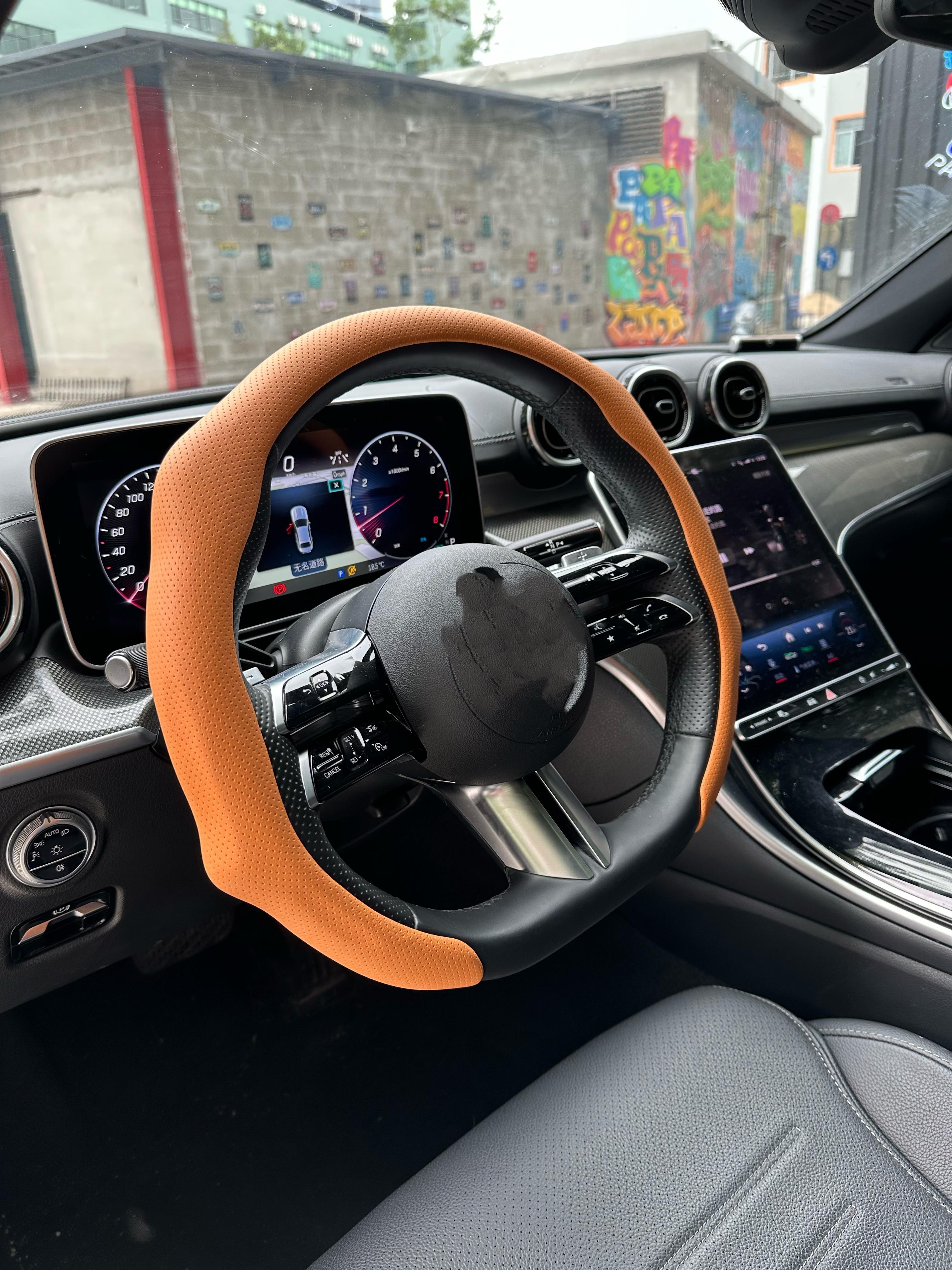 2026 New Red Leather Steering Wheel Cover – Ultra-Thin, Breathable & Anti-Slip, All-Season Sporty Design for Enhanced Grip & Driving Comfort