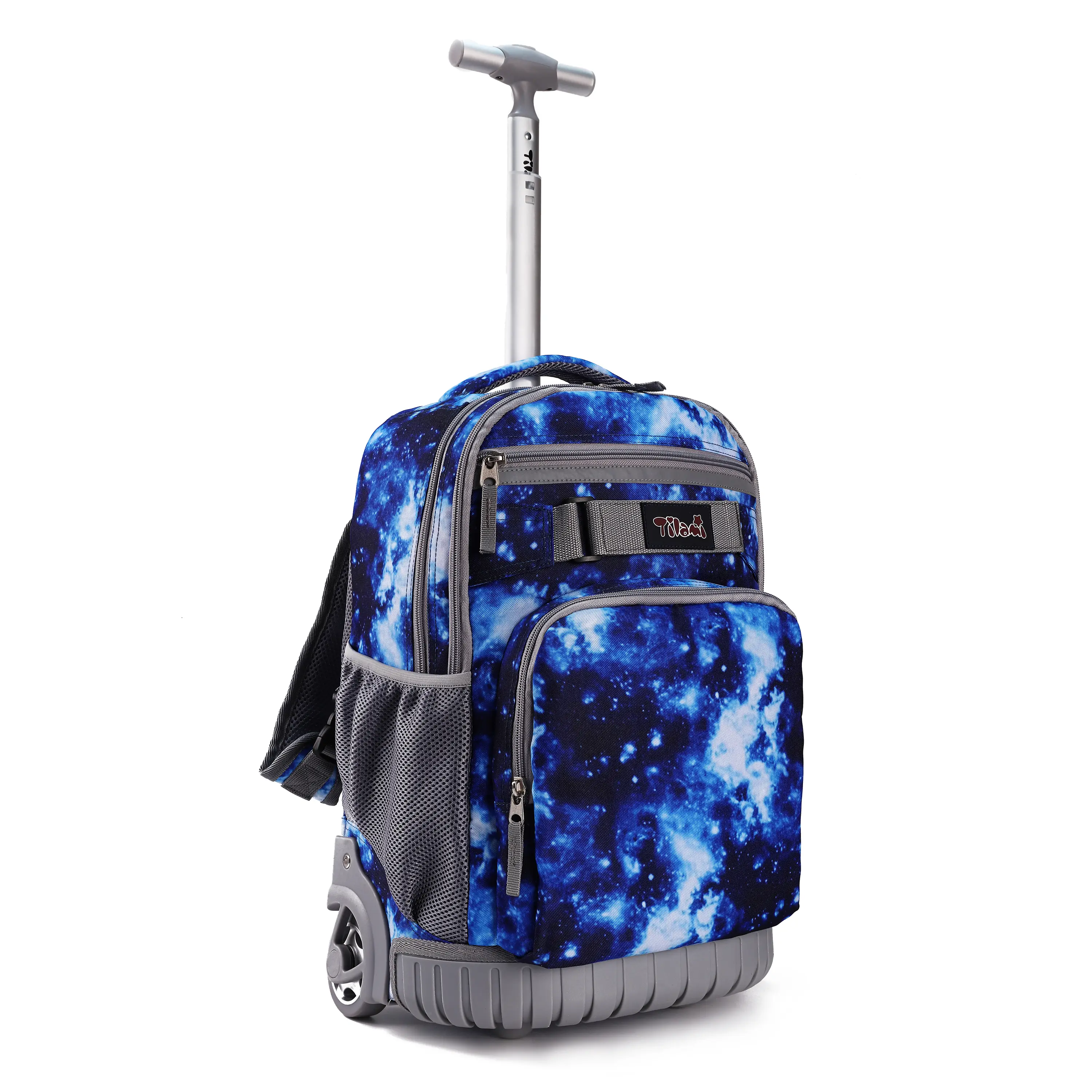 Tilami Rolling Backpack 18 inch Wheeled Backpack School College Student Travel Trip Boys and Girls,Galaxy Blue