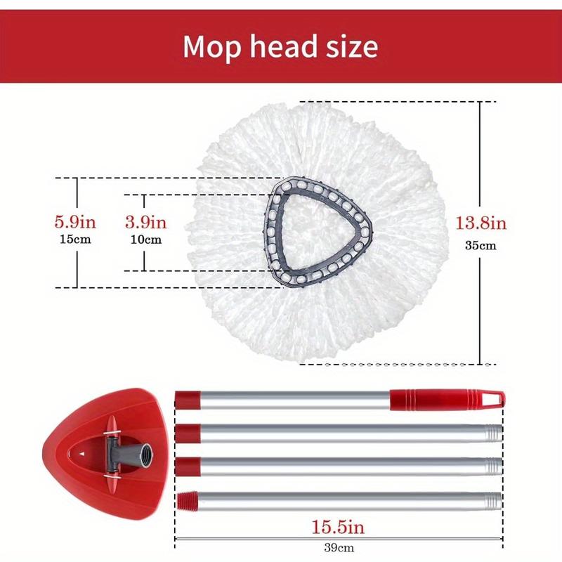 Spin Mop Replace Head Base, Handle Compatible with O Cedar EasyWring Microfiber Spin Mop, 6 Mop Refills Replacement Heads, 30-58" Mop Handle and 1 Mop Base Combo Set (White, 1-Tank System)