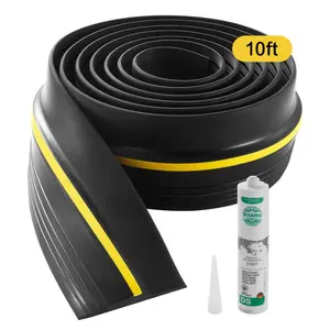 VEVOR Garage Door Threshold Seal Strip, 10 FT Universal Garage Door Floor Seal Strip with Adhesive, Garage Door Bottom Weatherproof Strip, Upgraded Thick PVC DIY Weather Stripping Replacement, Black