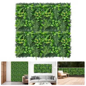 20x20" Artificial Hedge Wall Panels, High Density Faux Boxwood Hedge with Milan & Fern Leaves, UV Protected Privacy Fence Screen for Balcony, Patio, Backyard