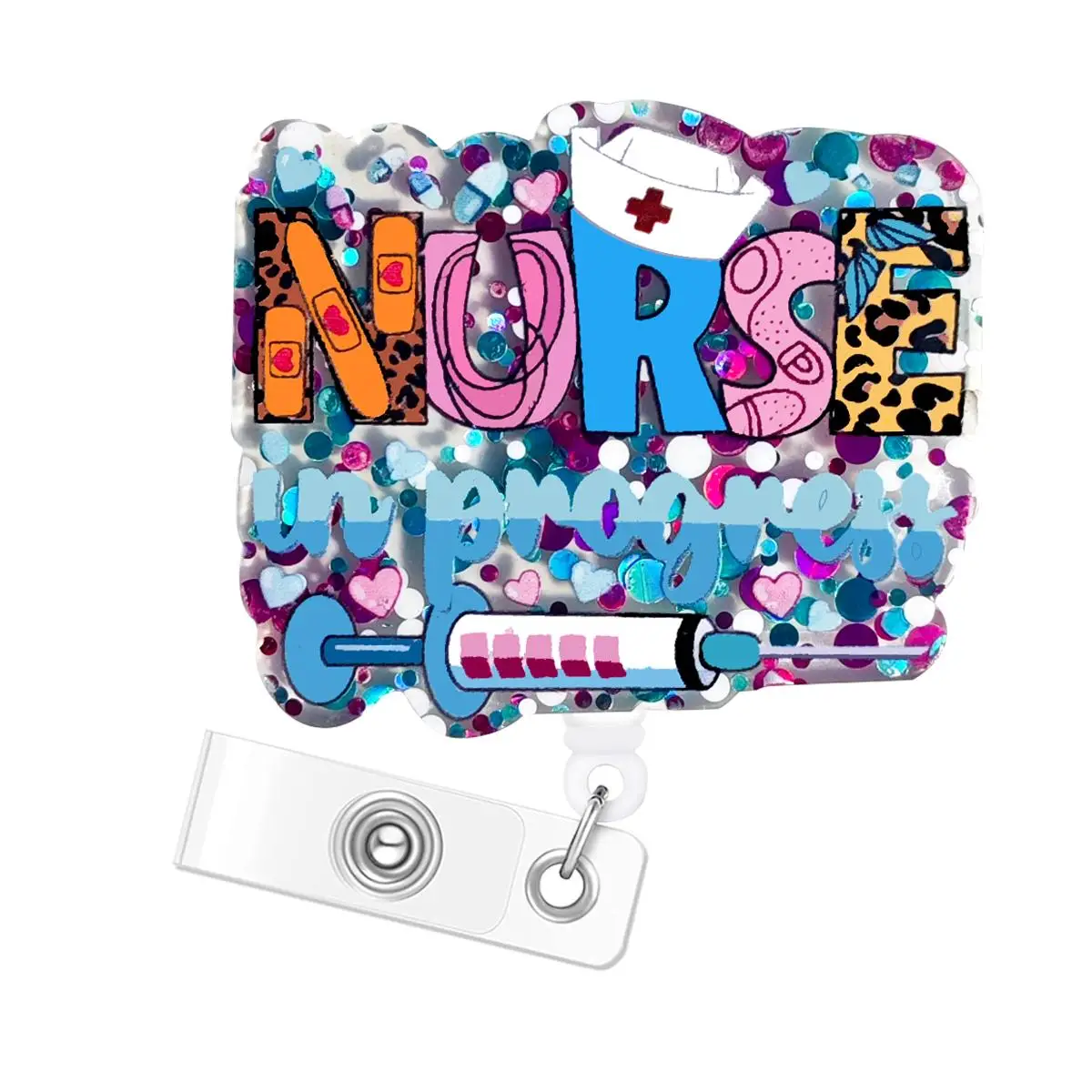 Badge Holder, 1 Count Retractable Badge Reel, ID Badge Holder For Nurse, Doctor, Student, Worker And Volunteers