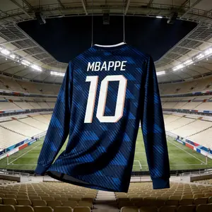2026 France Home Blue 10# Mbappe Long Sleeve Soccer Jersey Fans Version