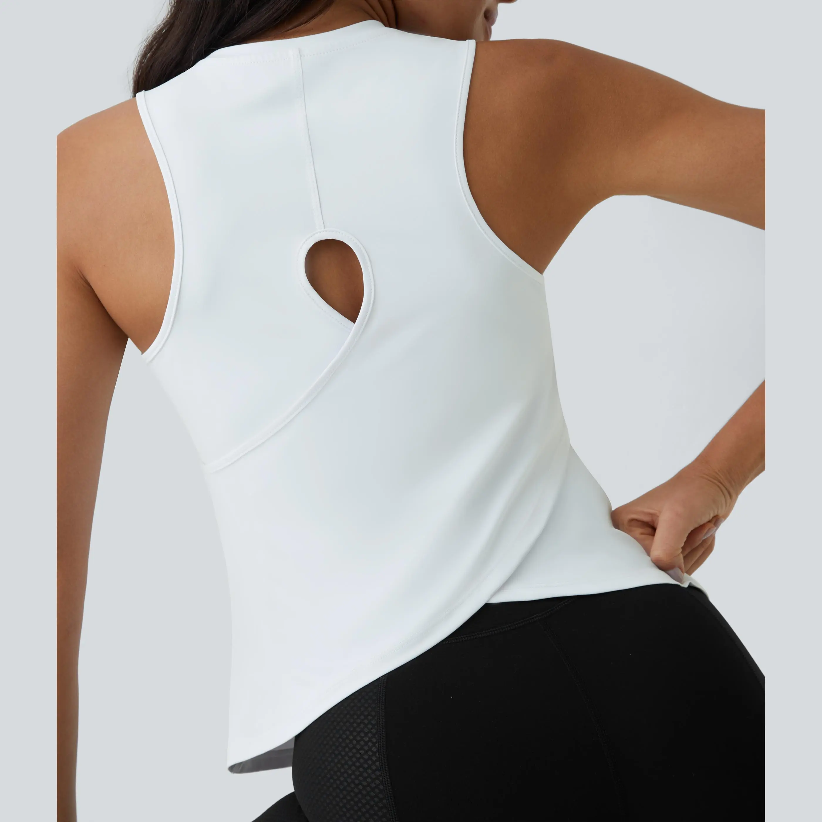 Halara Cut Out Crossover Hem Solid Yoga Tank Top#summervibes