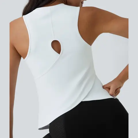 Halara Cut Out Crossover Hem Solid Yoga Tank Top