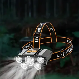 USB Rechargeable Headlamp with 4 Modes, 1000 Lumens Bright LED Head Light, Waterproof & Adjustable Forehead Flashlight for Hard Hat, Camping, Hiking, Running, Cycling, Fishing, Emergency, Outdoor Adventures (Black)