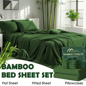 4/6pcs Bamboo Bed Sheet Set - Luxury Bamboo Blend - Ultra Soft & Breathable Cooling Bed Sheets - Deep Pocket Up to 18" - 5 Hotel Sheets And Pillowcase Set - Silky Bedding Set - Perfect for Hot Sleepers - Great Christmas Gifts