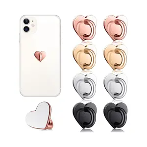 8PCS Phone Finger Ring Holder Set Adhesive Metal Grip Loop Stand Heart Charm Phone Accessories