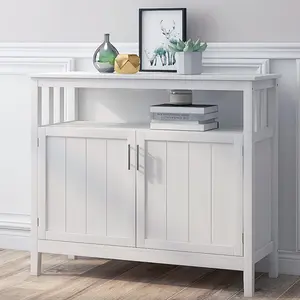 39.4 Inch Buffet Cabinet with Moisture-Resistant MDF & UV Scratch-Proof Finish | Adjustable Storage Shelves for Dining/Entryway | 30-Day Guarantee + Lifetime Warranty (White)