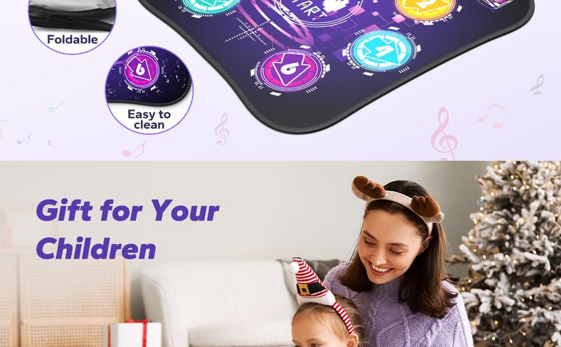 Merach Dance Mat Bluetooth Electronic Dance Pad with Light-up 6-Button 8-Button Built-in Music Dance Game Toy Gift for Kids Girls Boys 3-12 Years Old Portable Play