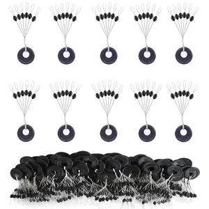 600 Pk Fishing Rubber Bobber Peg Sinker Stopper Black Oval Bead Eagle Claw Texas Rig Weight Floats Stops Durability Flipping Terminal Tackle Accessories for Saltwater Freshwater 3 Size