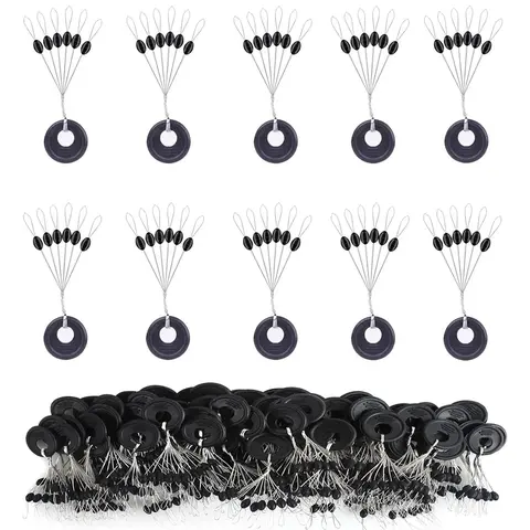 600 Pk Fishing Rubber Bobber Peg Sinker Stopper Black Oval Bead Eagle Claw Texas Rig Weight Floats Stops Durability Flipping Terminal Tackle Accessories for Saltwater Freshwater 3 Size Fishing Equipment Fishing Stuff