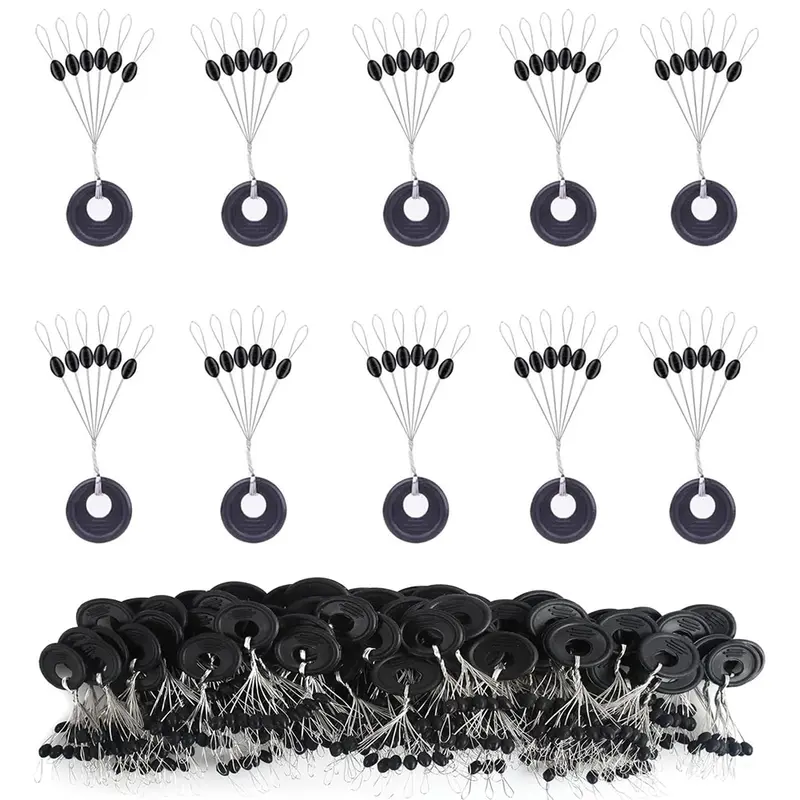 600 Pk Fishing Rubber Bobber Peg Sinker Stopper Black Oval Bead Eagle Claw Texas Rig Weight Floats Stops Durability Flipping Terminal Tackle Accessories for Saltwater Freshwater 3 Size Fishing Equipment Fishing Stuff