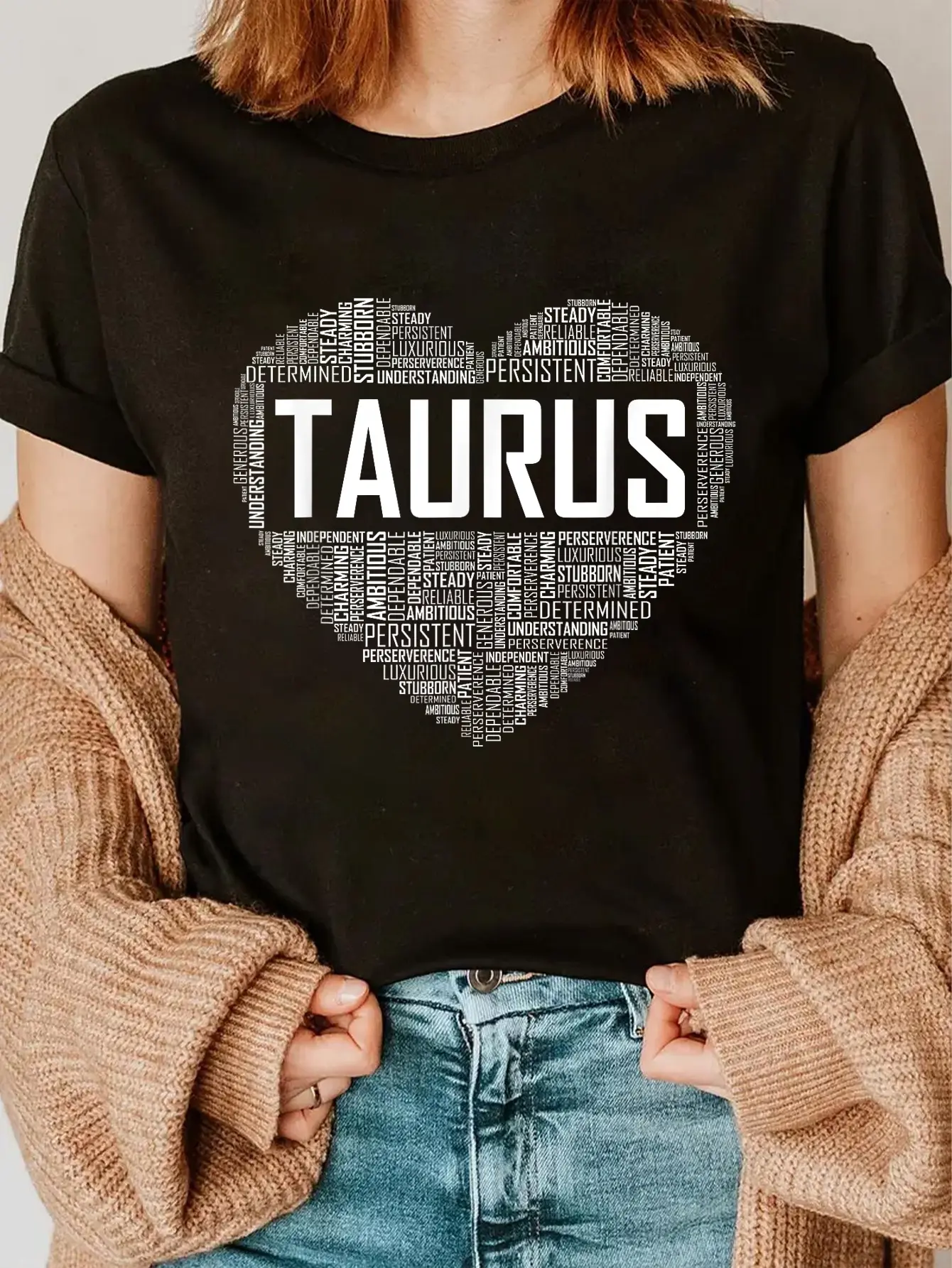 Taurus Zodiac Graphic T-Shirt for Women in 100% Cotton, Casual Short Sleeve Round Neck Top for Everyday Wear, Shortsleeve, Tshirt, Vintage, Lady, Streetwear