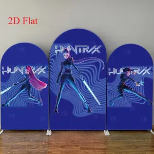 15-day 2D Flat Delivery Neon Cyber Warrior Arch Backdrop Cover for Anime Gaming Birthday Party
