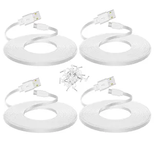 4-Pack 25 ft Extension for WYZE Cam v4, WYZE Cam v3 and v3 Pro Camera, Long Flat USB Cord, White 4-Pack 25 ft Extension for WYZE Cam v4, WYZE Cam v3 and v3 Pro Camera, Long Flat USB Cord, White