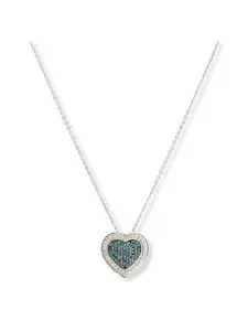 Colleen Lopez Blue and White Diamond Heart Necklace
