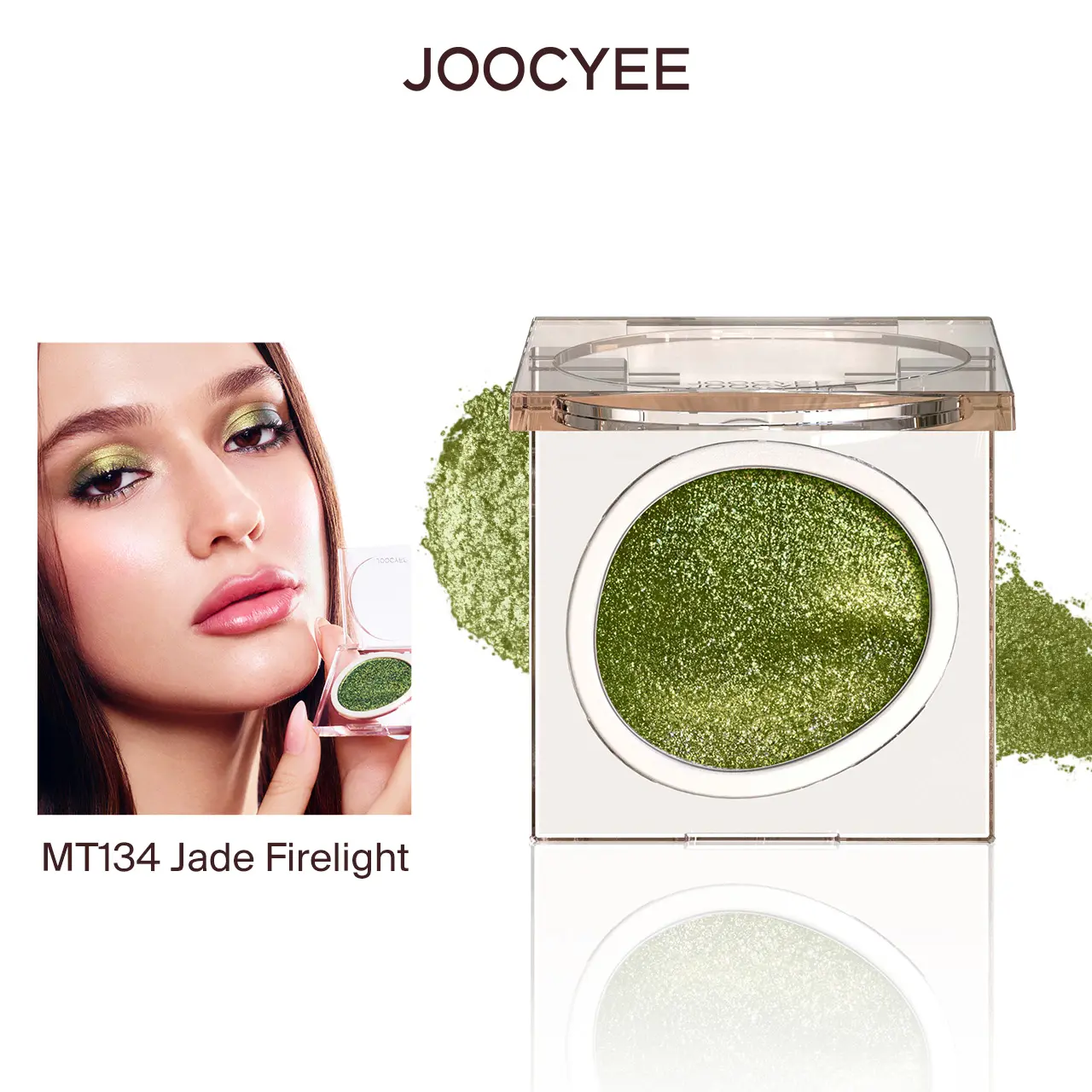 JOOCYEE Single Eyeshadow, High Pigment Shimmer Finish, Long Lasting & Crease-Proof, Beginner-Friendly Glistening Eye Makeup, Single Item, Smokey Eye, Bling Effect, Adults