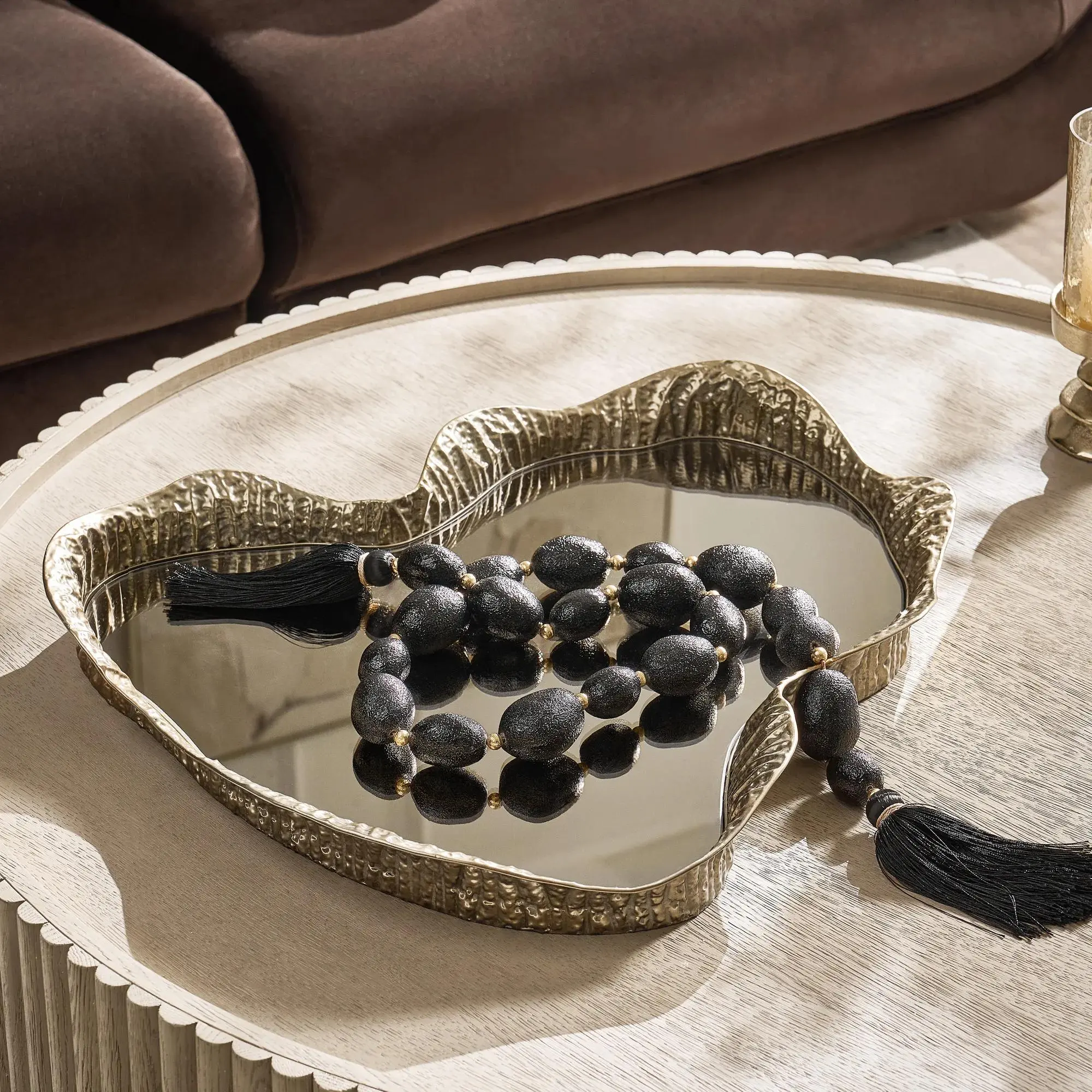 Z Gallerie Cara Metallic Decorative Tray, Table Top Coffee Serving Tray for Kitchen & Tableware Display