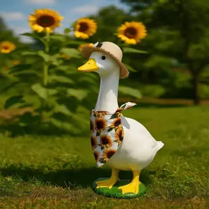 23 Inch Farmhouse Goose Decoration Set with Hat, Outdoor Indoor Yard Porch Garden Decor, Easy Setup, Seasonal Display, Handmade Details