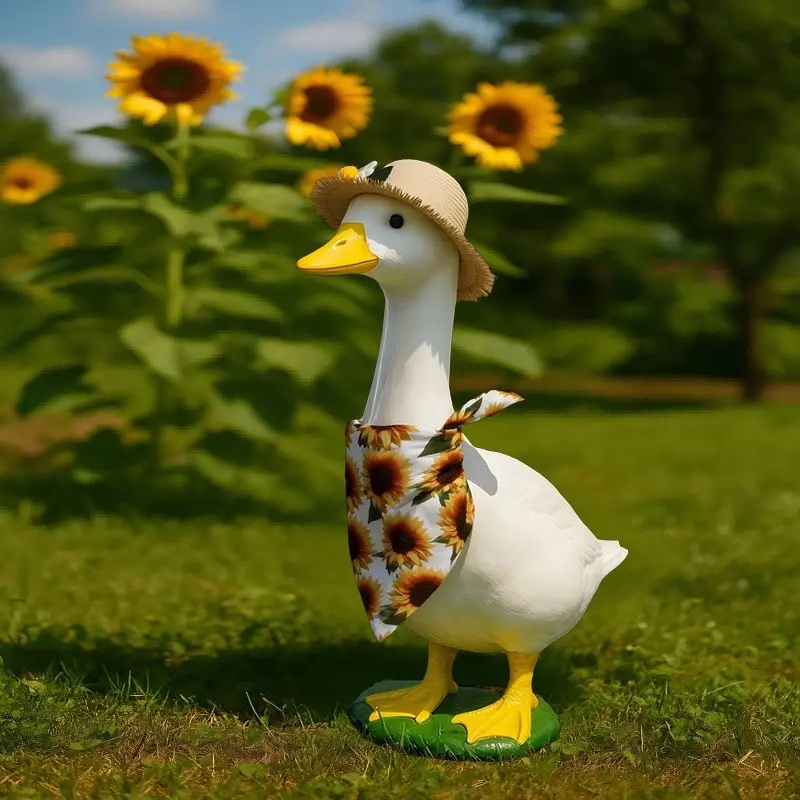 23-Inch Farm Goose Decor Set with Hat, Outdoor Indoor Garden Decoration, Outdoor Garden Accessories, Easy Setup, Spring Summer Easter Party Decor, Durable Material, Statue Figurines, Garden Sculptures, Porch Goose Statue