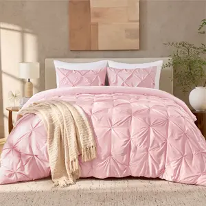 Andency 7 PCS Soft Pintuck Messy Bedding Sets -Multi-Color,Cloud-like,Ultra-Soft,Machine Washable,Luxury Bedroom Decor Accessories,Breathable,All-Season King Size Comforter Sets,Hotel Quality, Restful Sleep,Geometric Pattern