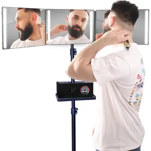 360? Mirror with Tripod, 3-Way Mirro for Self Hair , Includes -Clear Glass, 4 LEDs, USB-C Fast , Rechargeable  (360 Mirror + Tripod + Adapter)