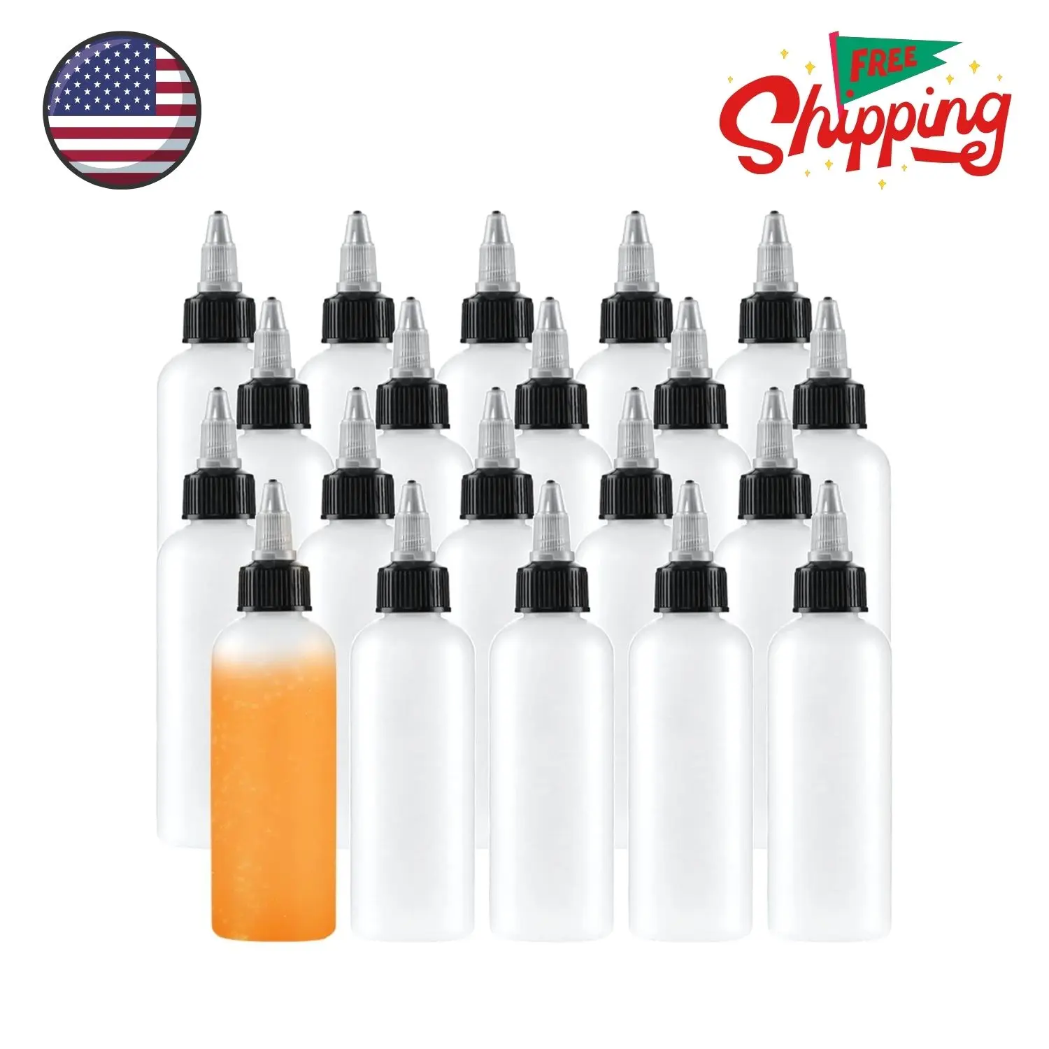 20 Pack 4oz Boston Squeeze Bottles,Clear