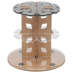 Mezzo Dual Artist Brush Holder and Drying Rack - Rotating Wood Grain Laminate Multi Layer Desk Stand - Professional Storage Display Organizer for Paintbrushes