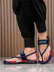 2026 New Style Men's Wear-Resistant Dual-Wear Flip-Flops, Trendy Color-Blocked Stripes, Non-Slip and Shock-Absorbent, Suitable for Driving, Shopping, Seaside Vacation and All Occasions