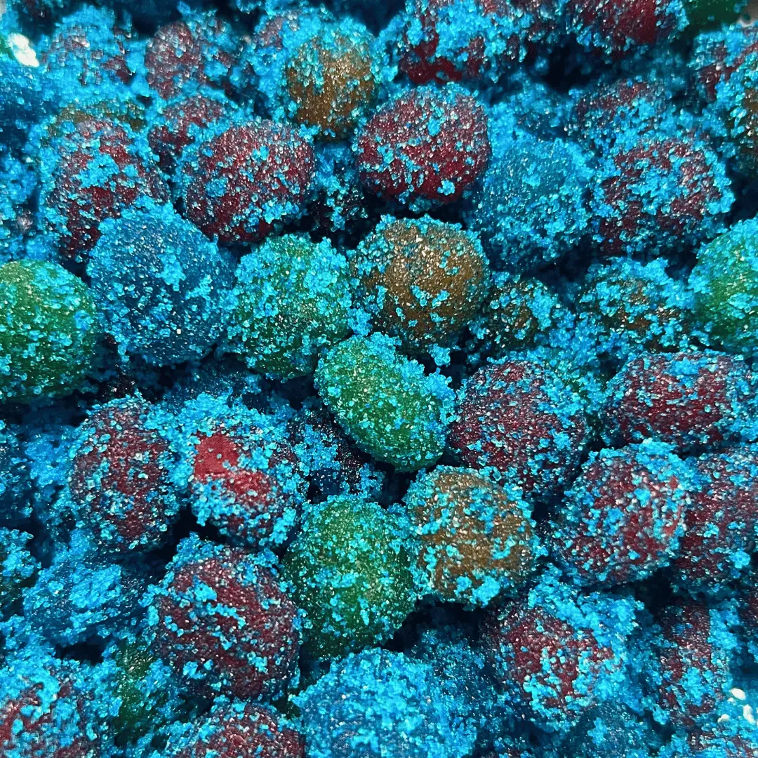 Sour Blue Razz Sour Gusher Balls - Mega Sour Blue Raspberry Flavor, Gelatin-Free, Gluten-Free, Vegan, Crafted for  Sour Thrill Seekers