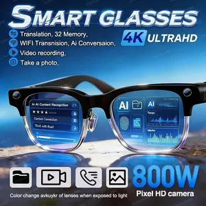 New smart glasses for 2026, 8 million pixels, wireless transmission of photo and video recording, automatic dimming glasses, automatic dimming under sunlight, anti blue light glasses frame, supporting AI voice assistant, perfect gift for holidays