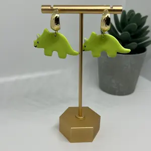 Lime green dinosaur earrings