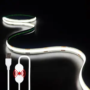 USB LED Light Strip, 6000K White COB LED Strip Lights, 3.3FT TV Lights Flexible Small Led Lights with Touch Switch Controller White 5V LED Strip Light for TV Backlight Bedroom