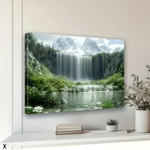 Wooden Frame Exquisite Waterfall Painting - Home Decor Wall Decoration, Suitable for Living Room and Office, Ideal Christmas Gift