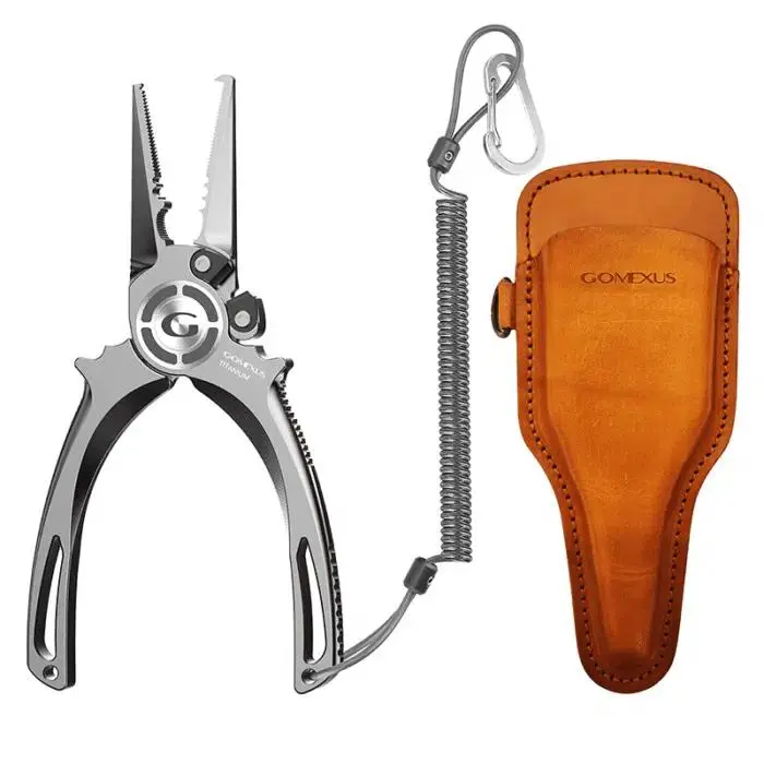 GOMEXUS Full Titanium Fishing Pliers 7" / 7.5" | Zero Rust | Split Ring Tool | Tungsten Cutters | Saltwater Ready