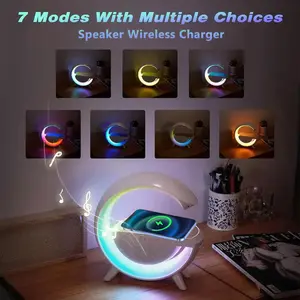 Multifunctional Smart BluetoothSpeaker with Wireless PhoneCharger-G-shaped AtmosphereLamp- Rhythmic RCB Night lighting,Great Cifts for Teen Adults Birthday.Cool Desktop- Adjust Color withPhone