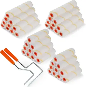 40 Pack Microfiber Paint Roller, 4 Inch and 6 Inch, Small Paint Roller Covers, 3/8 Inch Nap, Mini Paint Rollers for House Painting with Paint Roller Frame, Wall Painting Tool