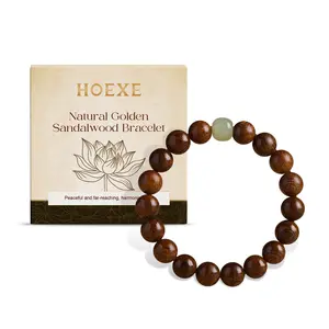 Hoexe Golden Sandalwood Bead Bracelet - New Chinese Style, Simple and Unique, with an Ancient Chinese Aesthetic, Decorative Hand Accessory