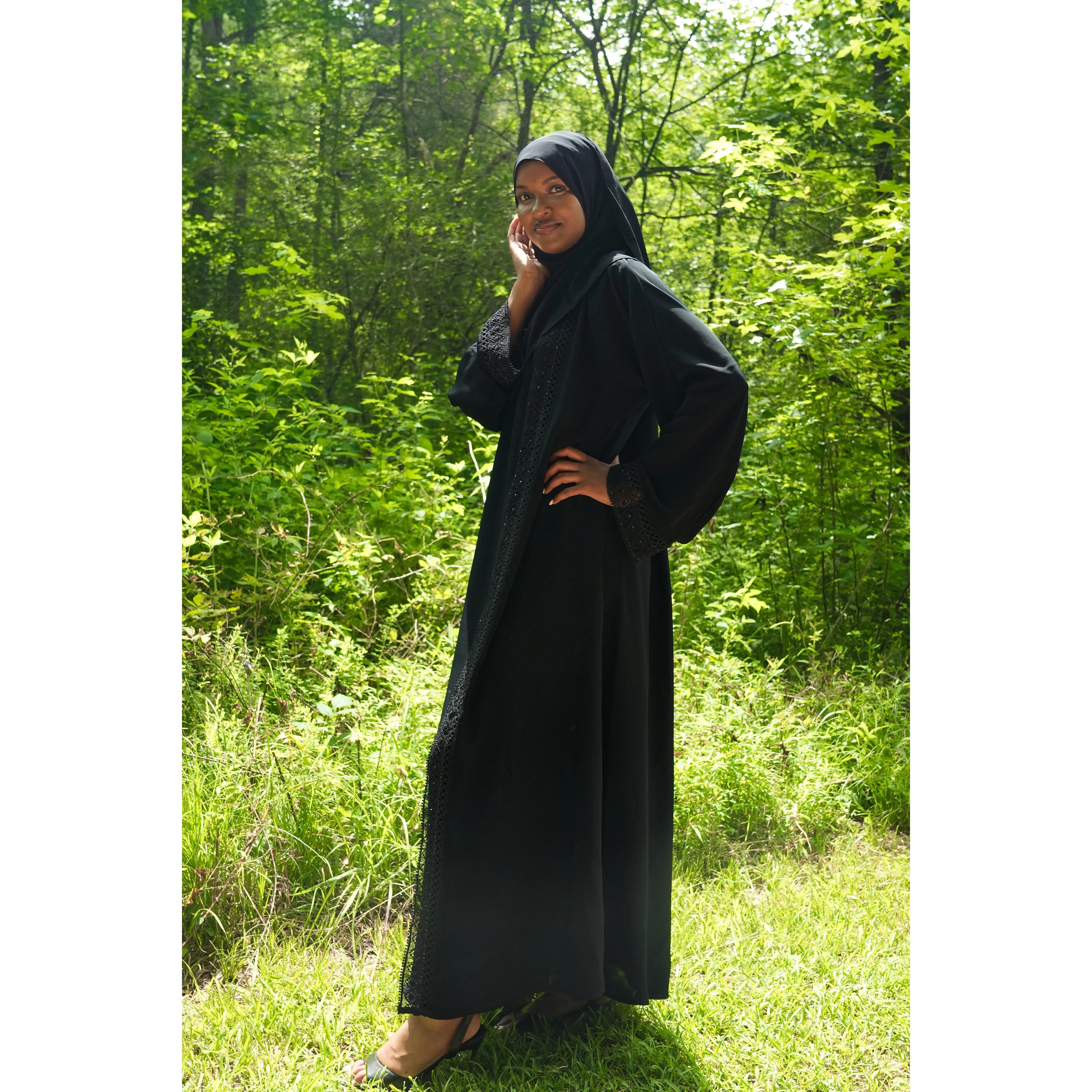 Layla Noir Abaya Set(2 Pieces) Black Color