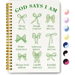 Journal for Women, Christian Prayer Journal Sage Green Notebook Gifts For Teen Girls ,  Study Supplies, Preppy Bows Cute Church Faith Journaling Hardcover Spiral Notebook 5.5 X 8.3