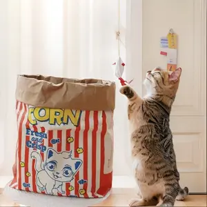 Cute Cat Paper Bag, Interactive Stress Relief Toy, Hide and Seek Bag, All-Season Scratch Pad, Durable Tear-Resistant Cat Scratcher