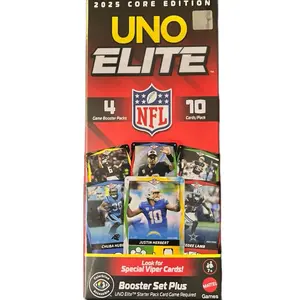Uno Elite 2025 Core Edition Football Sports Cards Trading Cards 4 Game Booster Packs 10 Cards Pack NFL Edition