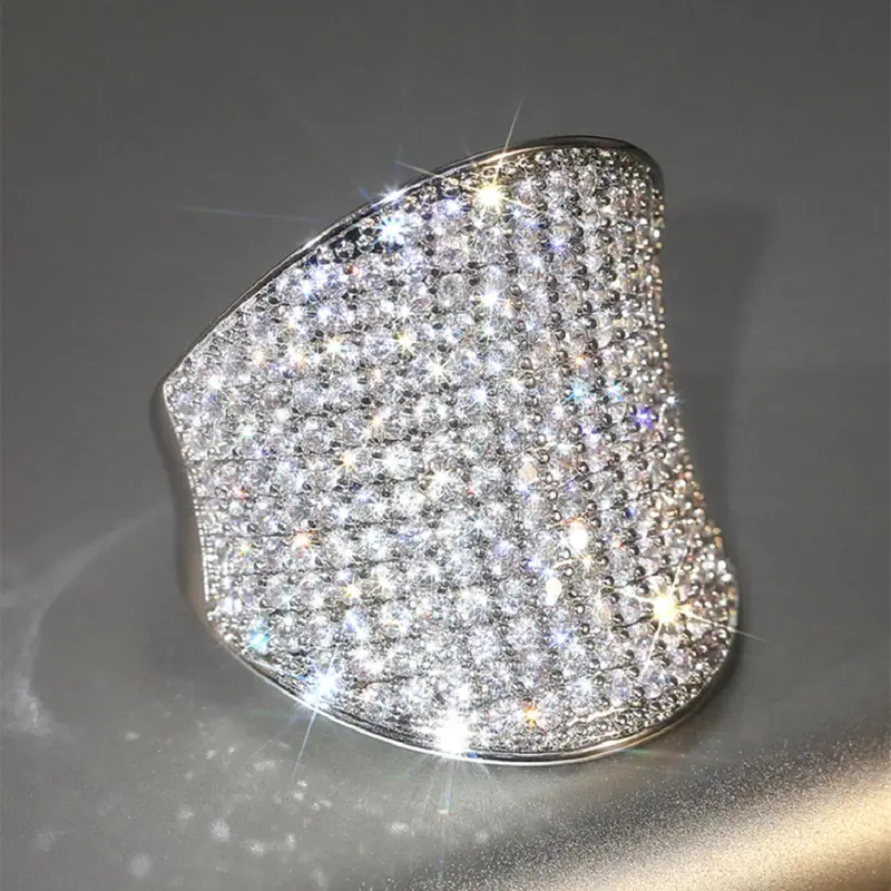 Luxury Artificial Zircon Decorated Ring, Elegant Ring for Women, Fashion Jewelry Accessories for Party, Trendy All-match & Exquisite Jewelry for Birthday Gift, Statement Ring, Elegant Glittering Ring, Elegant Fashion Rings, Daily Party Jewelry