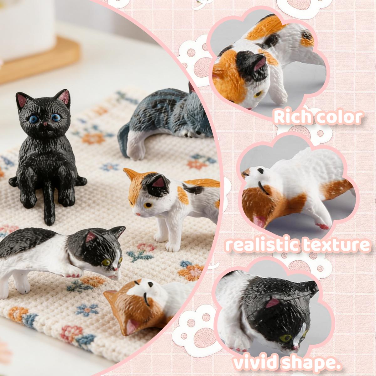5PCS Cartoon Mini Cat Figurines, Cute Kawaii Cat Ornaments for Computer Monitor Topper, Car Dashboard Decoration, Office Desk Home Decor Gift